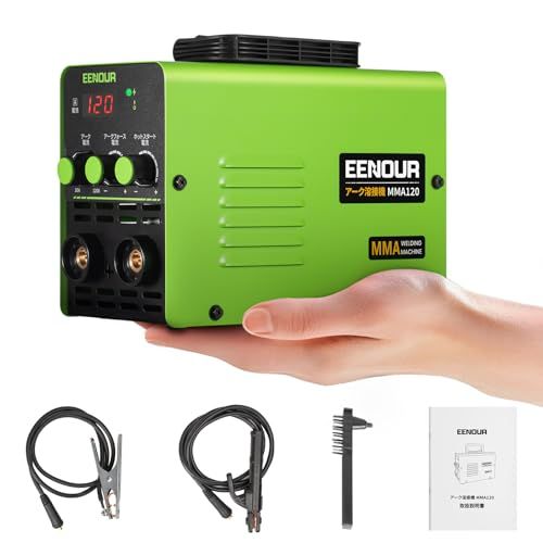 EENOUR アーク溶接機 日本溶接協会加入済 MMA 120 溶接機 100 V 最大出力120 A MMA溶接機 インバーター搭載 電流?ホットスタート?アークフォース調整 液晶表示 アンチスティック機能 スパークしやすい 安定 初心者向け 6159 f 989