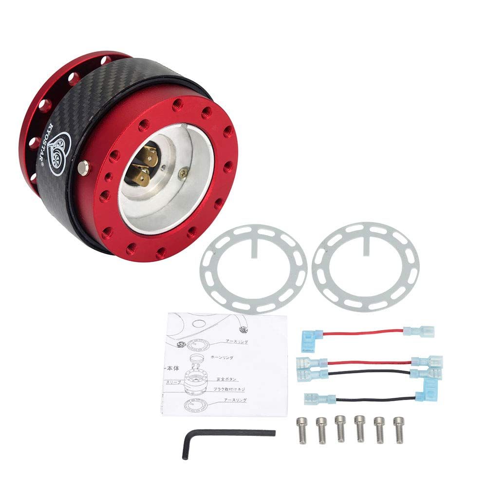 100％リアルカーボンファイバーステアリングホイールクイックリリースハブアダプタースナップオフブースターキット (レッド) Kyostar