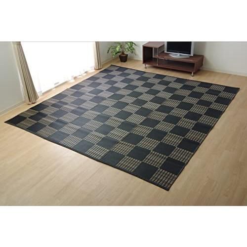 イケヒコ ラグ カーペット ウィード 江戸間6畳 ブラック 約261×352cm 日本製 洗える #2116906