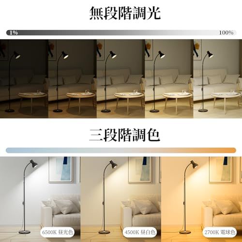 フロアライト 間接照明 スタンド 12 W スタンドライト 無段階調光 2700 K?6500 K調色 明るい フロアランプ LED 読書灯 インテリア 照明 寝室 リビング 玄関 ベッドサイド 北欧 おしゃれ ルームラ イト 目に優しい リモコン 8 b 1500 fd