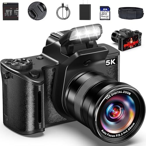 デジカメ 5 K 8000万画素 オートフォーカス cm マクロ撮影 一眼レフカメラ18倍デジタルズーム デジタルカメラ 4 0インチ IPS タッチスクリー 自撮り 32 GB Micro SDカード付き 3000 mAHバッテリー 軽量 修学 2 c 2296 e