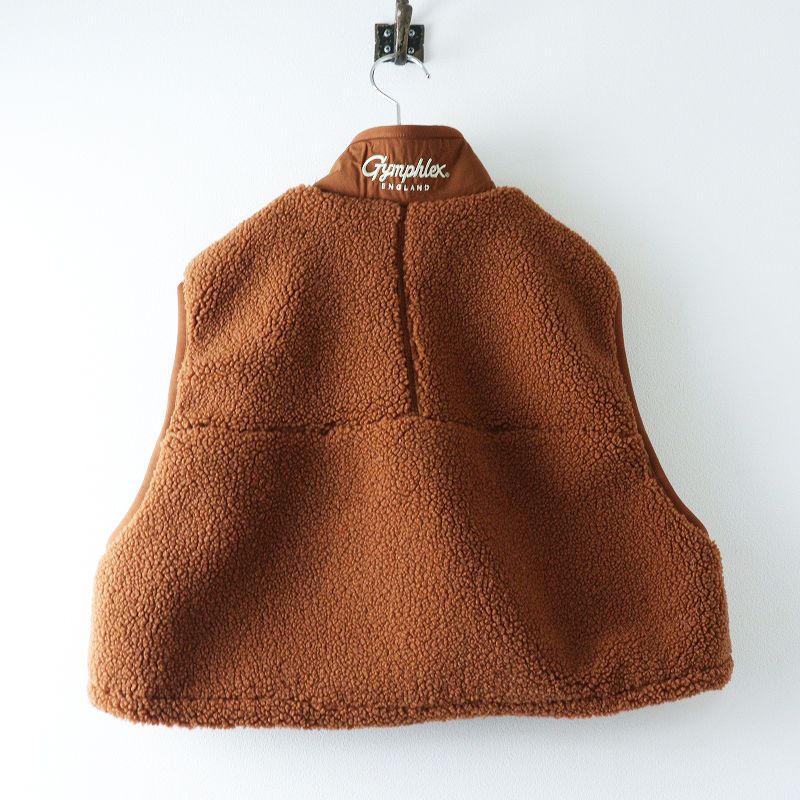 ジムフレックス Gymphlex ライトボアフリース ショートベスト 12 ブラウン┃もこもこ ボア ハオリ 羽織 ブルゾン