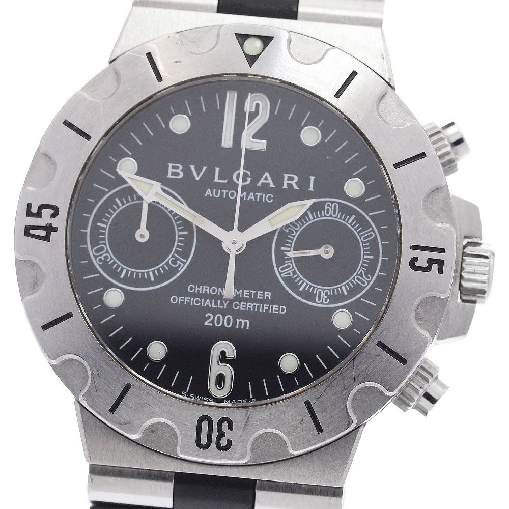 ベルト訳あり ブルガリ BVLGARI SC38S ディアゴノ スクーバー クロノグラフ 自動巻き メンズ _921227