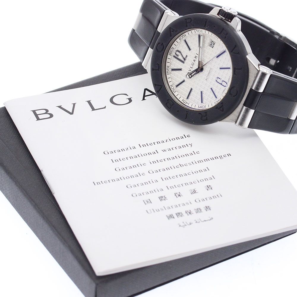  ベルト訳あり ブルガリ BVLGARI DG40SV ディアゴノ デイト 自動巻き メンズ 保証書付き_940179 リブ編み 自動巻き時計 腕時計(アナログ)