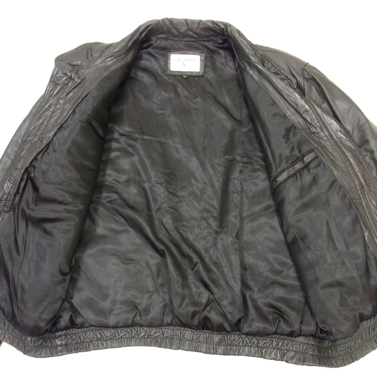 希少 80s オールド Valentino UOMO ヴァレンティノ 本革 レザージップ 