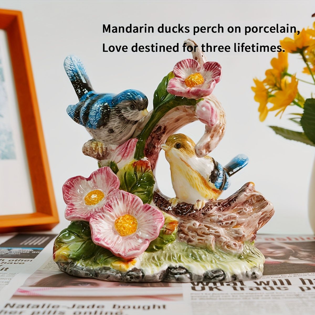 オブジェ 置物 2羽の小鳥 トリ とり バード インテリア リビング ダイニング 玄関 寝室 装飾 オーナメント セラミック プレゼント ギフト オシャレ 可愛い 癒しグッズ