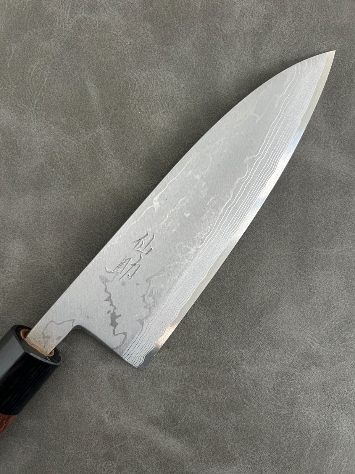 訳あり 仙助 包丁 出刃 ダマスカス 安来鋼青紙2号 165ｍｍ 紫檀シノギ柄 55