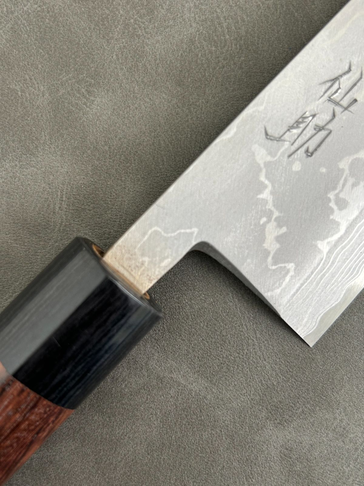 訳あり 仙助 包丁 出刃 ダマスカス 安来鋼青紙2号 165mm 紫檀シノギ柄 55