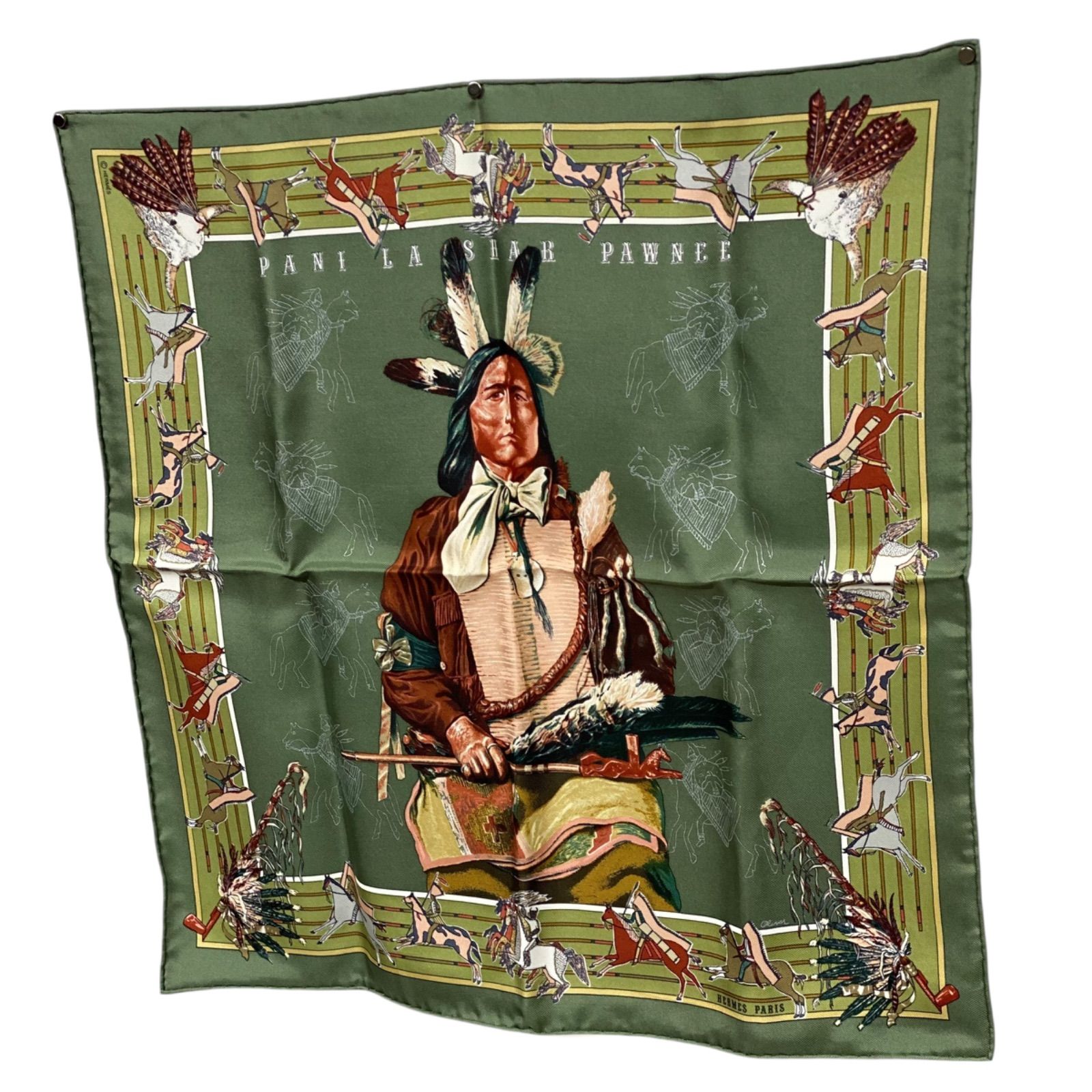 エルメス カレ45 PANI LA SHAR PAWNEE シルクスカーフ パウニー族の
