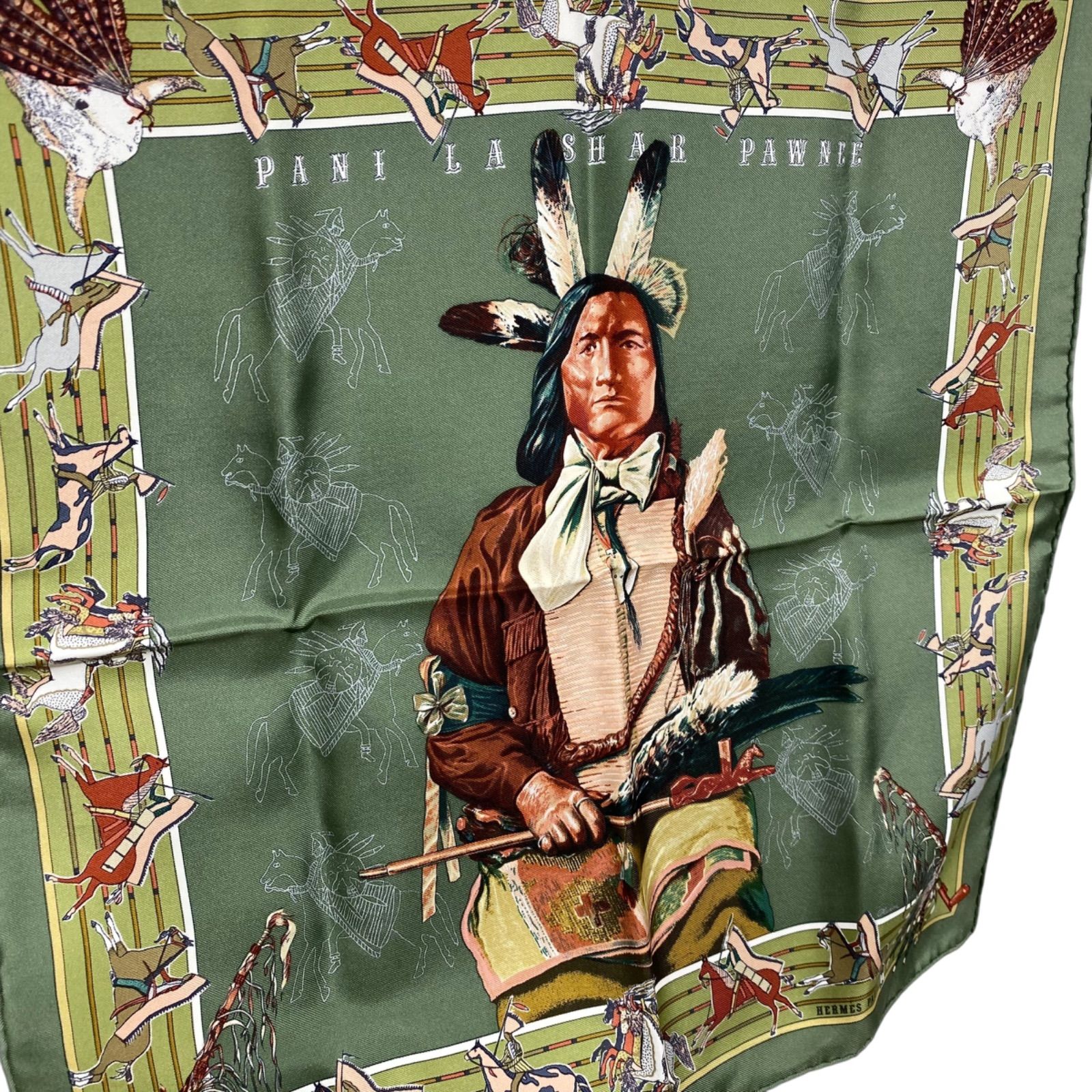 エルメス カレ45 PANI LA SHAR PAWNEE シルクスカーフ パウニー族の
