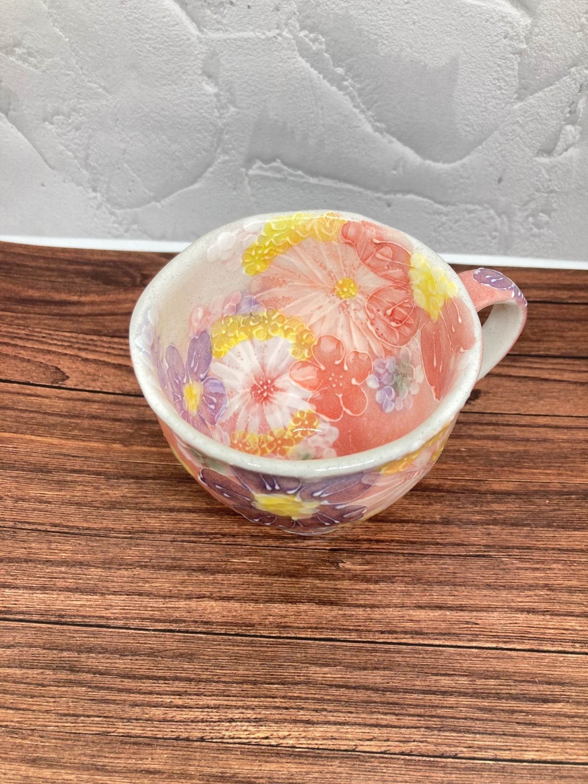 ♥品 ゆずりは工房 マグカップ マグ 花 花柄 ゆずりは ピンク 春 立体的 かわいい やきもの 陶器