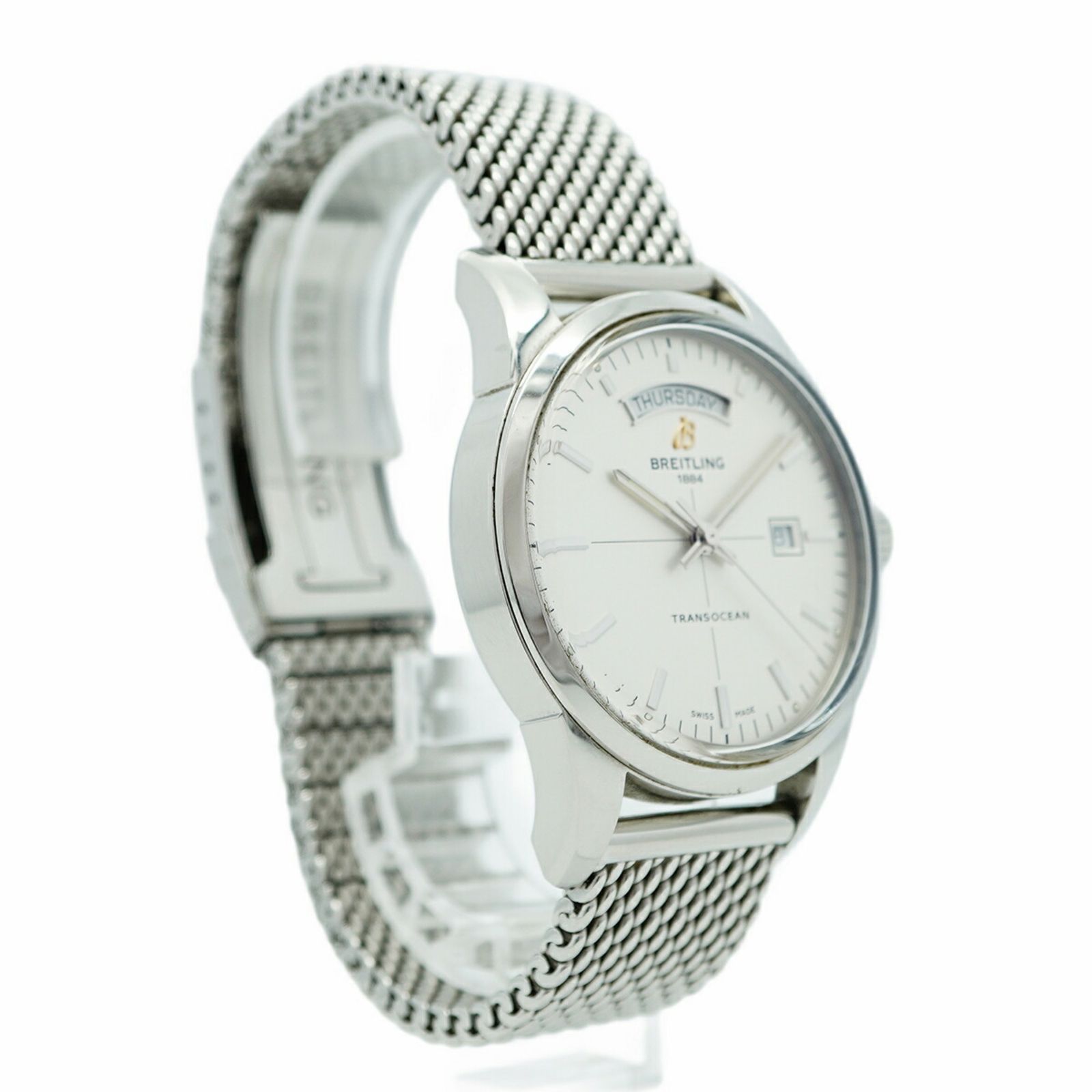  ブライトリング トランスオーシャン デイデイト A45310 シルバー文字盤腕時計 メンズ 家庭洗濯可 自動巻き時計 腕時計(アナログ)