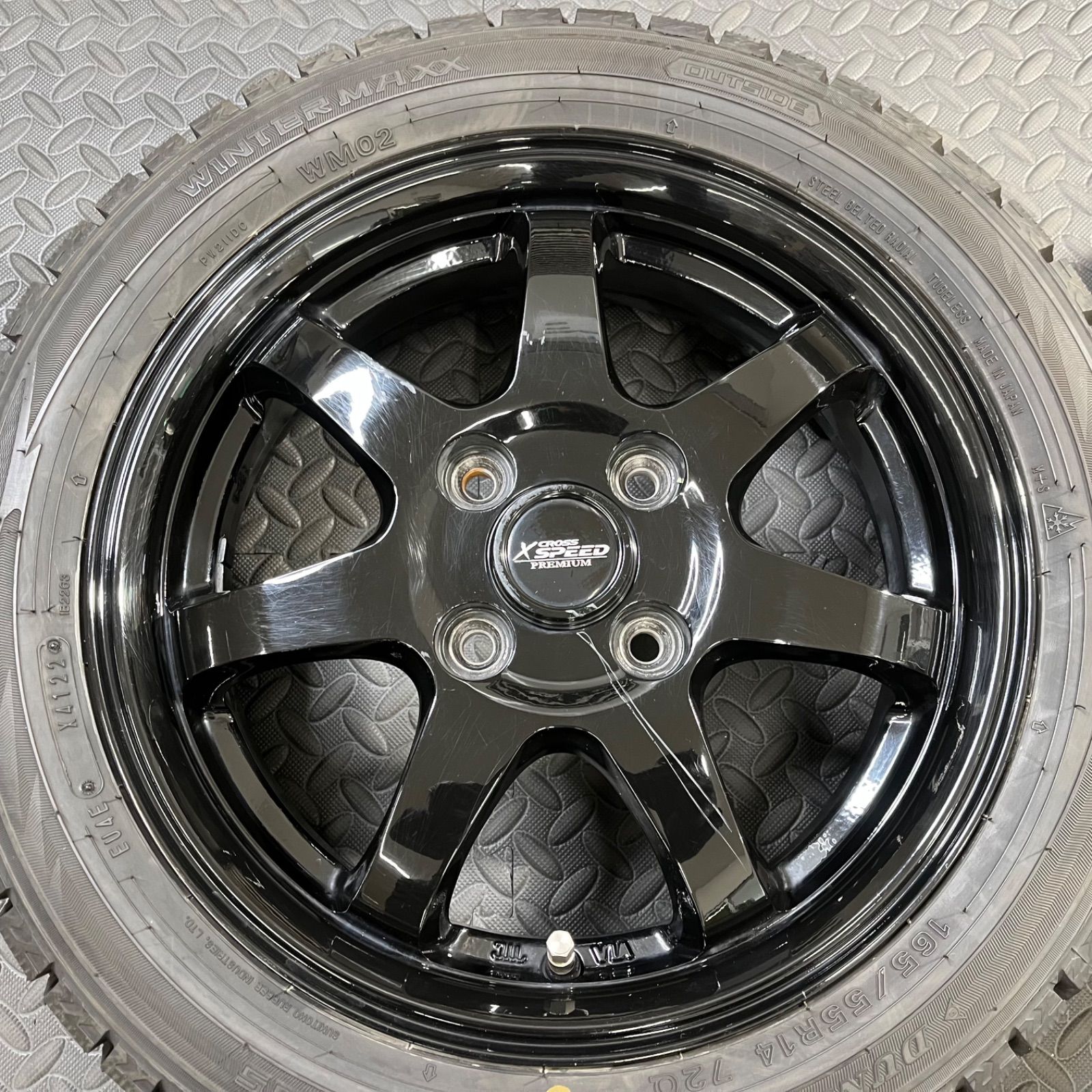 ダンロップウインターマックス　社外ホイール　センサー付き 22年製 165/55R14 ダンロップ ウインターマックスWM02 ホットスタッフ