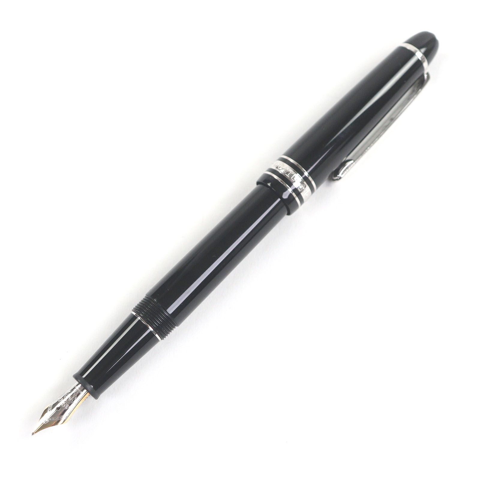 美品□MONTBLANC モンブラン マイスターシュテュック 145 Pix クラシック プラチナライン ペン先14K Fニブ キャップ式 万年筆 ブラック シルバー ドイツ製 メンズ 美品□MONTBLANC モンブラン マイスターシュテュック 145 Pix