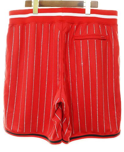 シュプリーム SUPREME 21SS RHINESTONE STRIPE BASKET SHORT RED L
