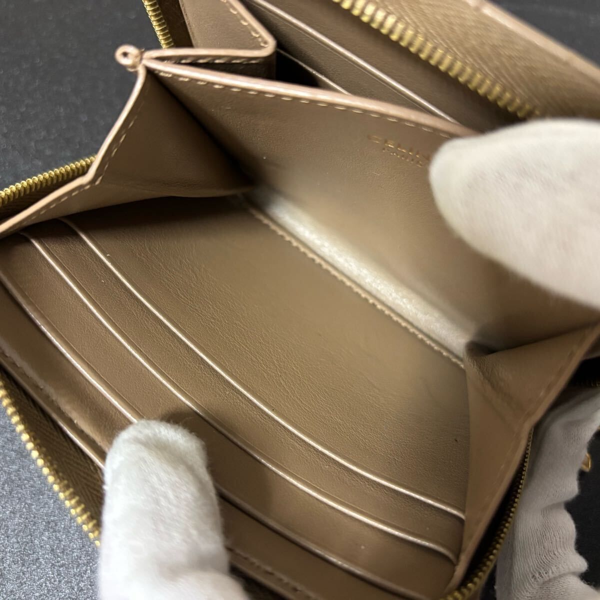 p67 CELINE セリーヌ キルティング レザー 短 財布 コインケース 