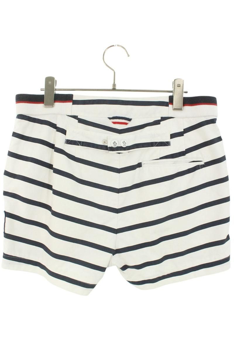 モンクレールガムブルー PANTALONE BERMUDA ロゴワッペン付きボーダー