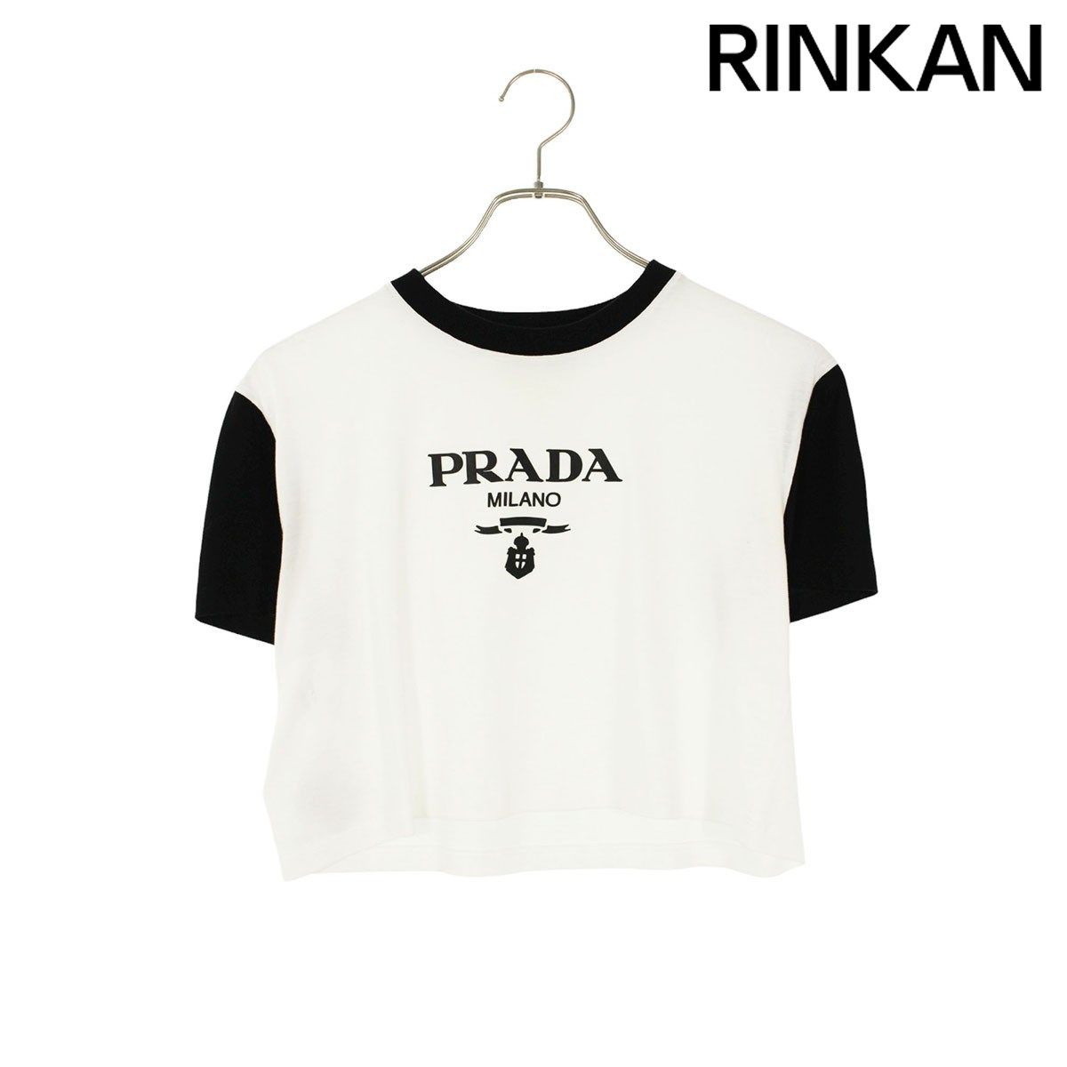 プラダ 3538B S232 11CD ロゴプリント クロップドTシャツ レディース 