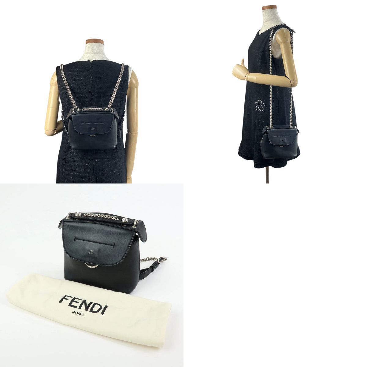 やや使用感あり】FENDI フェンディ Bag to School チェーン レザー