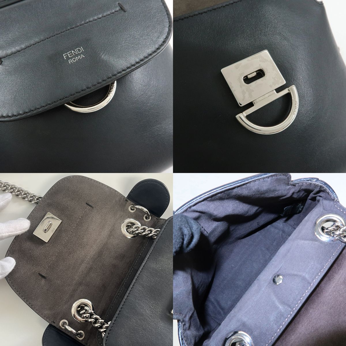 やや使用感あり】FENDI フェンディ Bag to School チェーン レザー