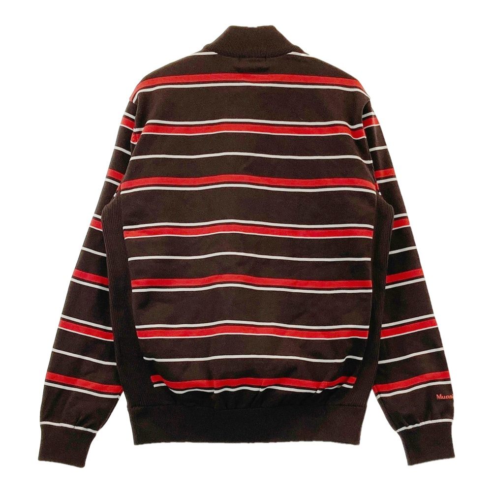 サイズ：M MUNSING WEAR マンシングウェア  インナー付 ニット ジップジャケット ボーダー柄 ブラウン系 [240101618436] ゴルフウェア メンズ ストスト サイズ：M MUNSING WEAR マンシングウェア インナー付 ニット ジップ