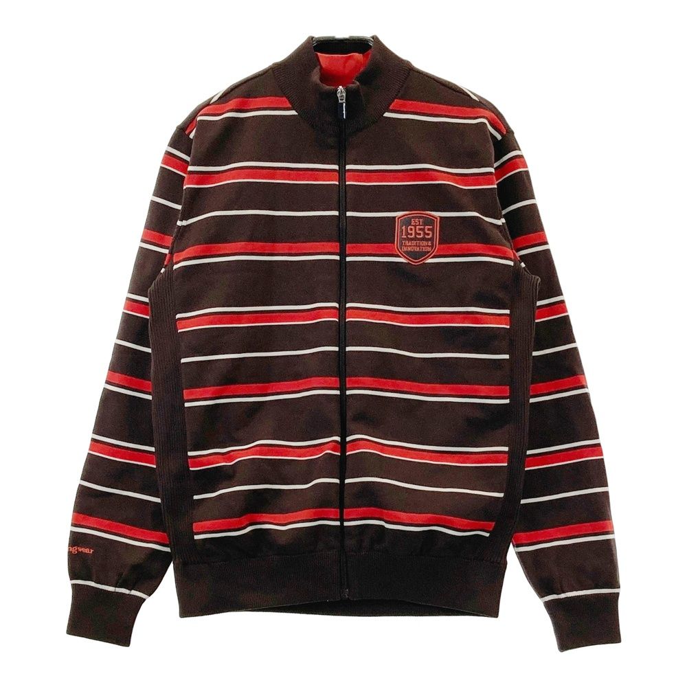 サイズ：M MUNSING WEAR マンシングウェア  インナー付 ニット ジップジャケット ボーダー柄 ブラウン系 [240101618436] ゴルフウェア メンズ ストスト サイズ：M MUNSING WEAR マンシングウェア インナー付 ニット ジップ