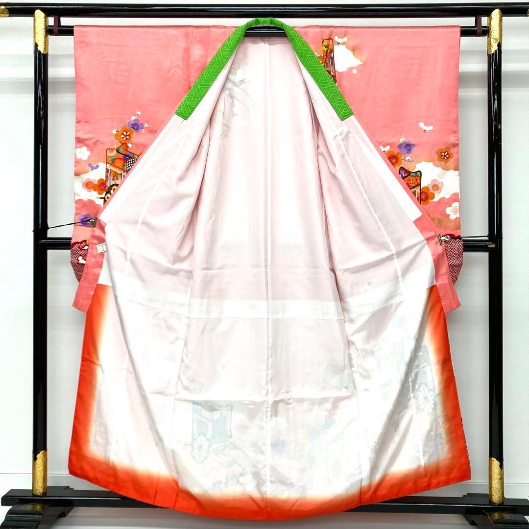 着物と帯 時流 O 24 34 y 七五三 7才女の子着物 正絹 御所車 ピンク