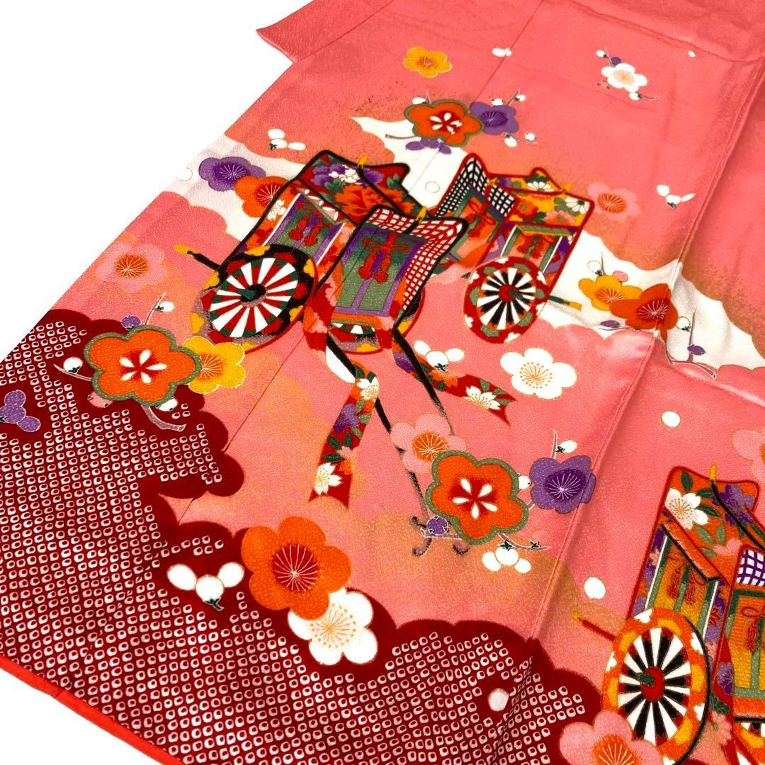 着物と帯 時流】O24-34y◇七五三 7才女の子着物◇正絹 御所車 ピンク