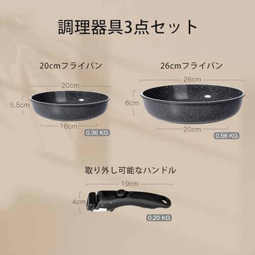 GiPP セラミックコーティング フライパン セット 11点 IH ガス火対応 フッ素不使用 体に害のない くっつきにくい 鍋セット 取っ手が取れる 玉子焼き器 軽量 お手入れ簡単 食洗機対応 オーブン対応 PTFE PFOA PFOS フリ 5 a 4 dc 324