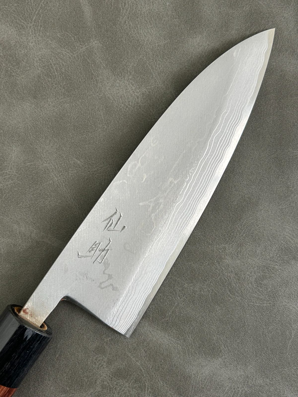 訳あり 仙助 包丁 出刃 ダマスカス 安来鋼青紙2号 165ｍｍ 紫檀シノギ柄 62