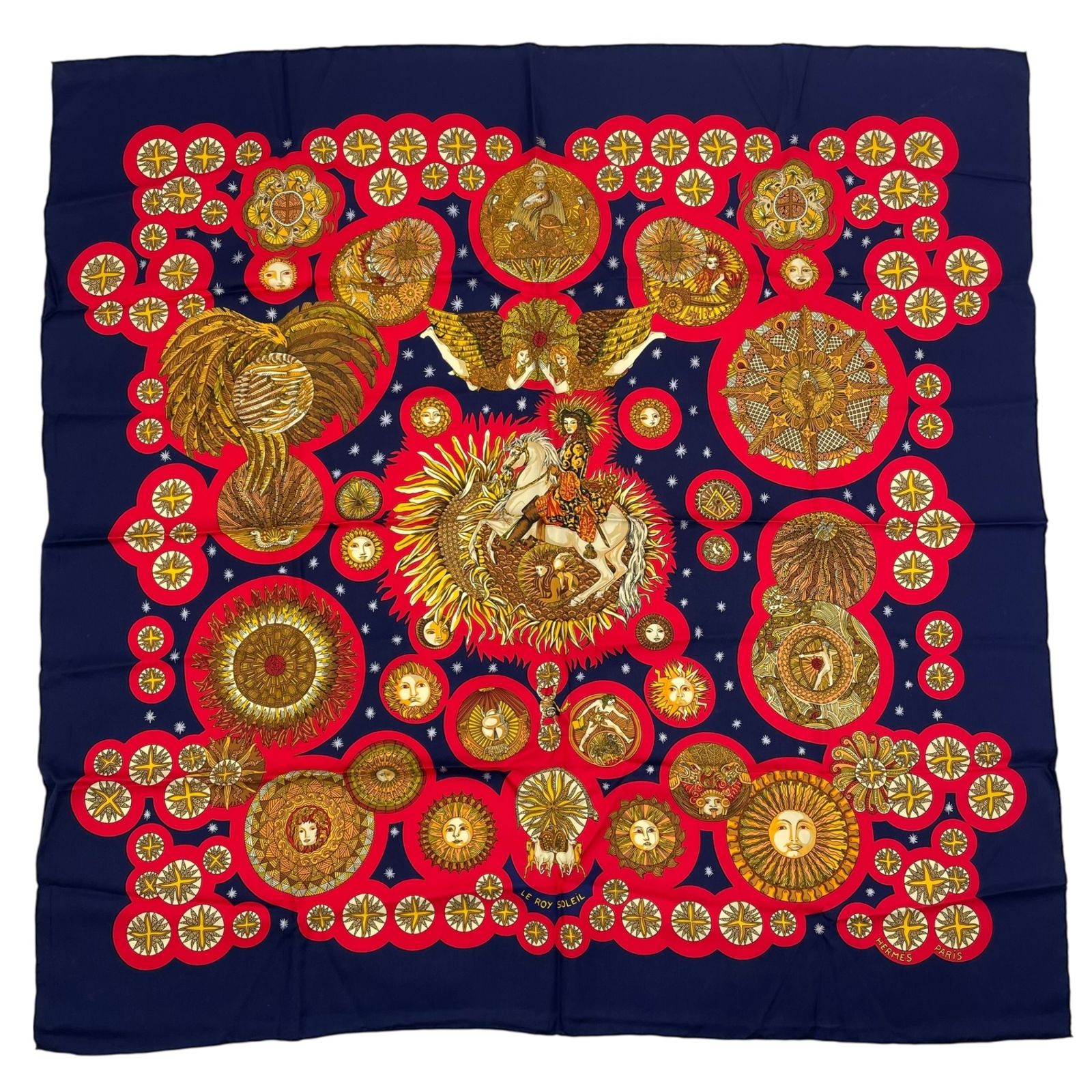 美品 HERMES エルメス スカーフ シルク カレ90 LE ROY SOLEIL 太陽王