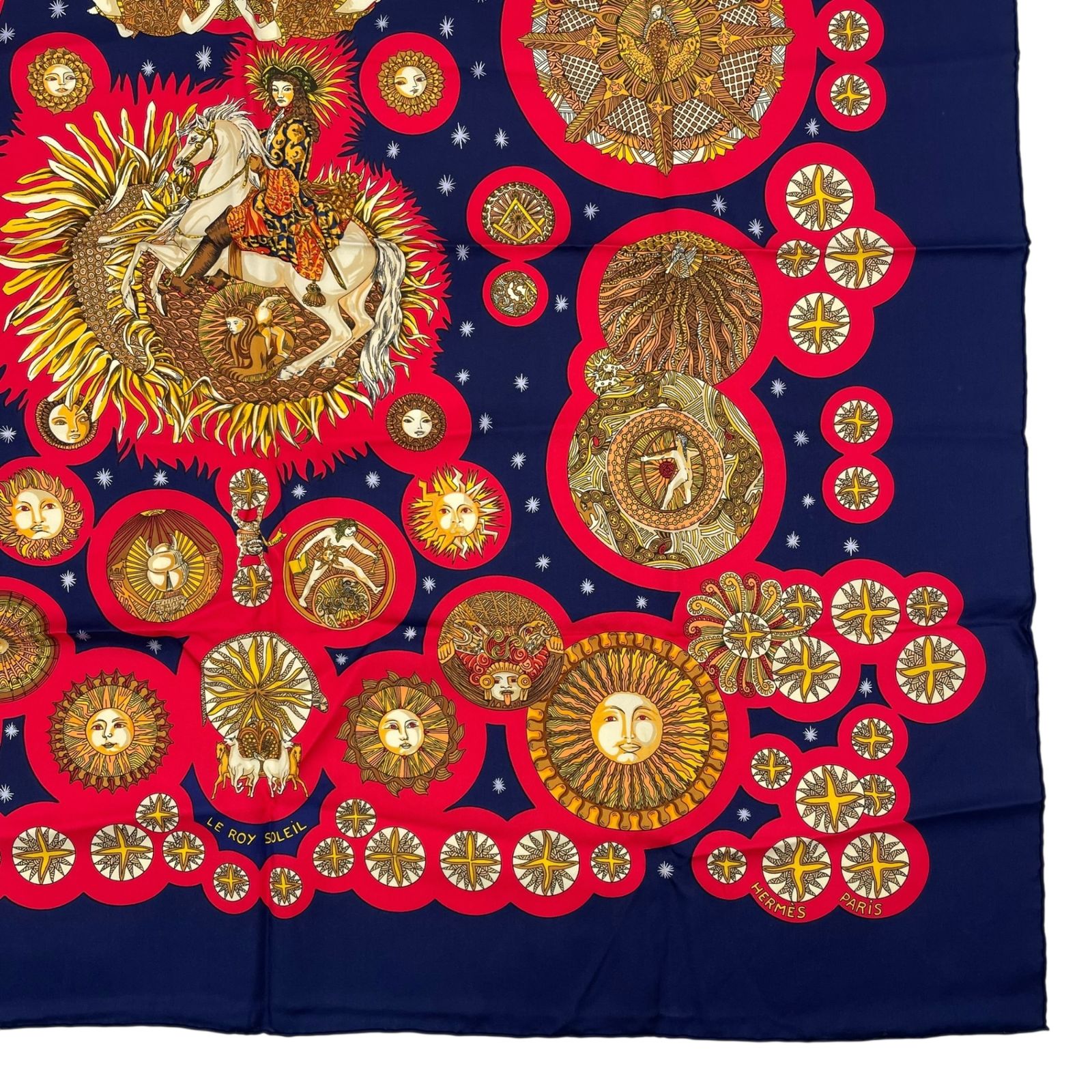 美品 HERMES エルメス スカーフ シルク カレ90 LE ROY SOLEIL 太陽王