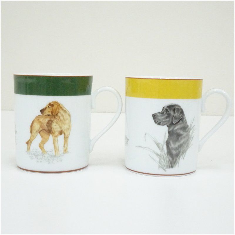 HERMES エルメス グリフォンフォード ブルターニュ犬 ラブラドール マグカップ2点 食器 おしゃれ かわいい レトロ ディスプレイ 来客 コップ テーブルウェア キッチン カフェ