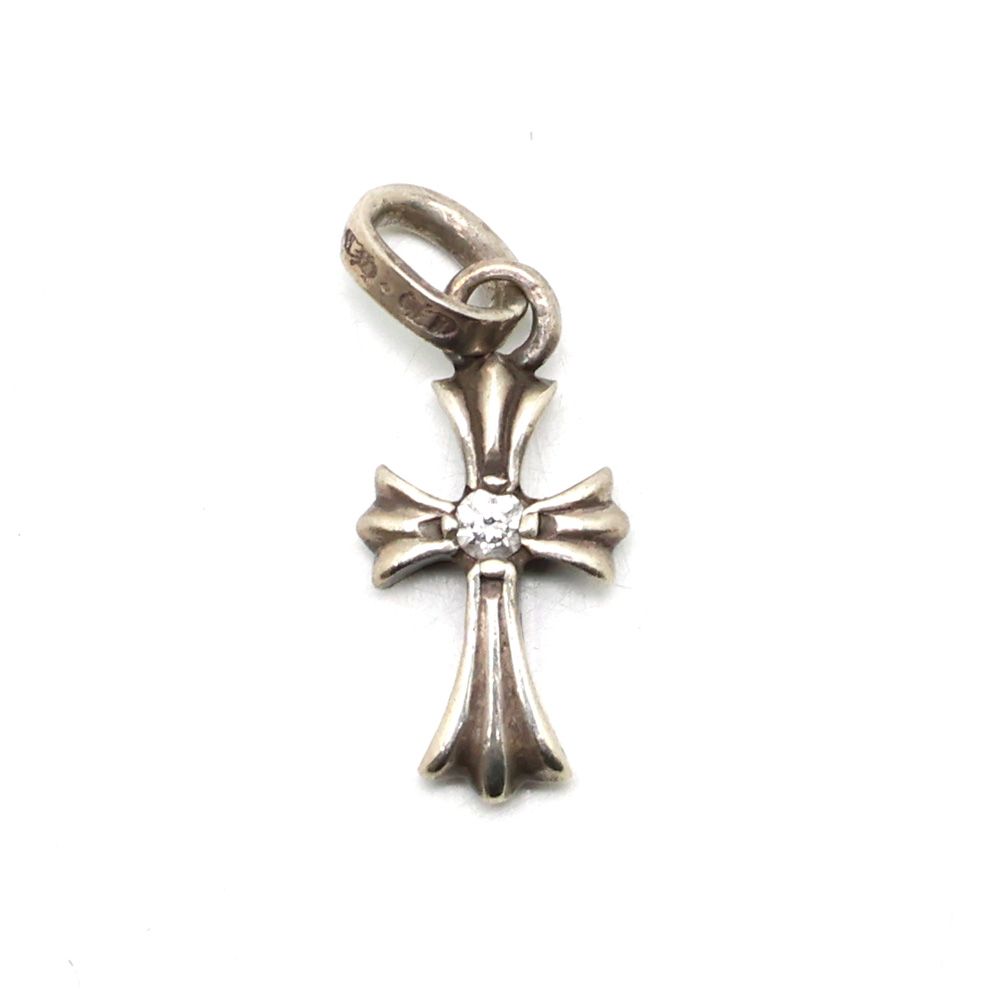 【楠本質店/元住吉】クロムハーツ　CHROME HEARTS　CHクロス　両面ダイヤモンド　ベイビーファットクロスチャーム　ペンダントトップ　2.1g　シルバー925　シルバーアクセ　ネックレス【中古
