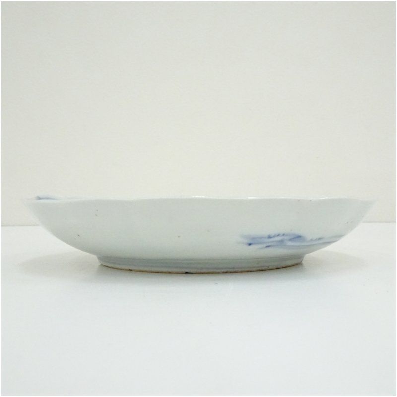 明治期 伊万里焼 染付花鳥図 輪花 七寸皿6客 和食器 おしゃれ 和食 洋食 料理 プレート ディナー 料亭 旅館 カフェ 居酒屋 来客