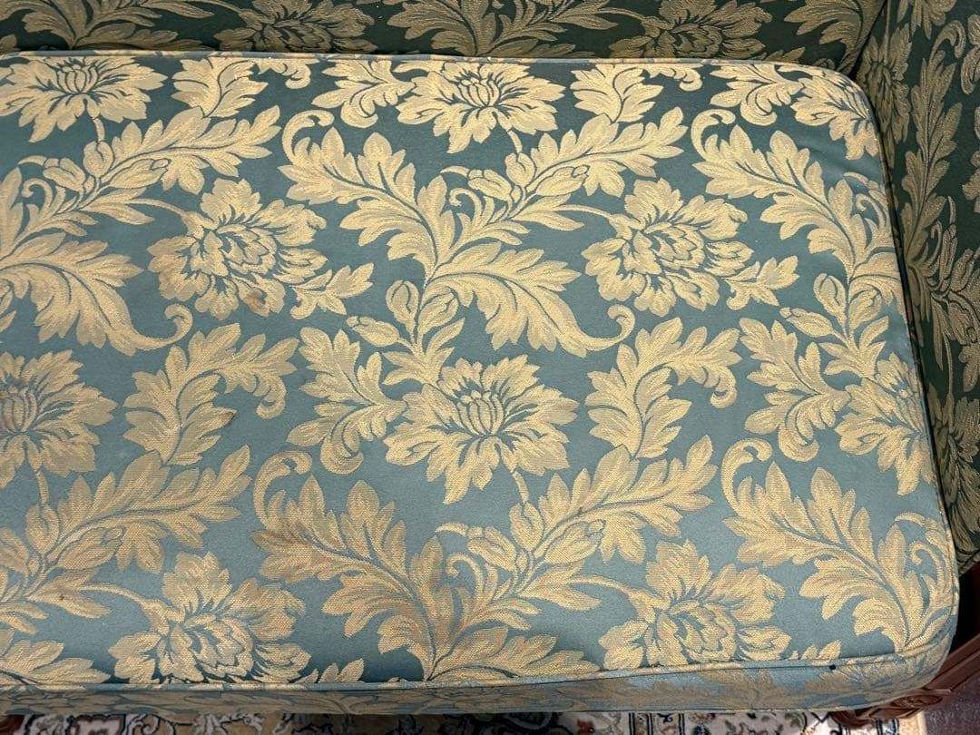 ① クラシック 3人掛けソファ 3Pソファ 花柄 グリーン ビンテージ nY ① クラシック 3人掛けソファ 3Pソファ 花柄 グリーン ビンテージ nY