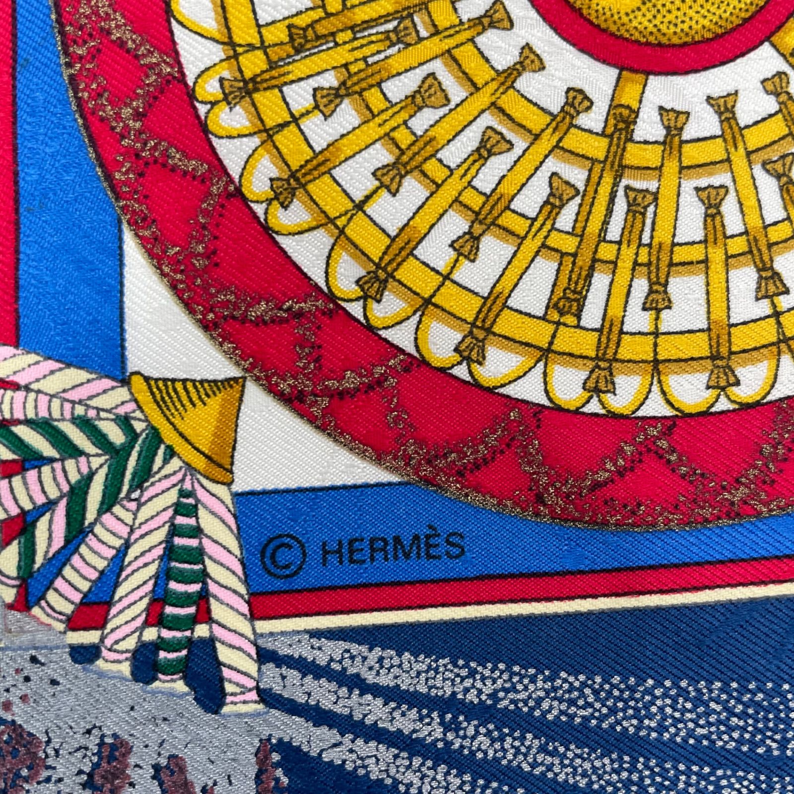 美品 HERMES エルメス スカーフ シルク カレ90 FEUX D