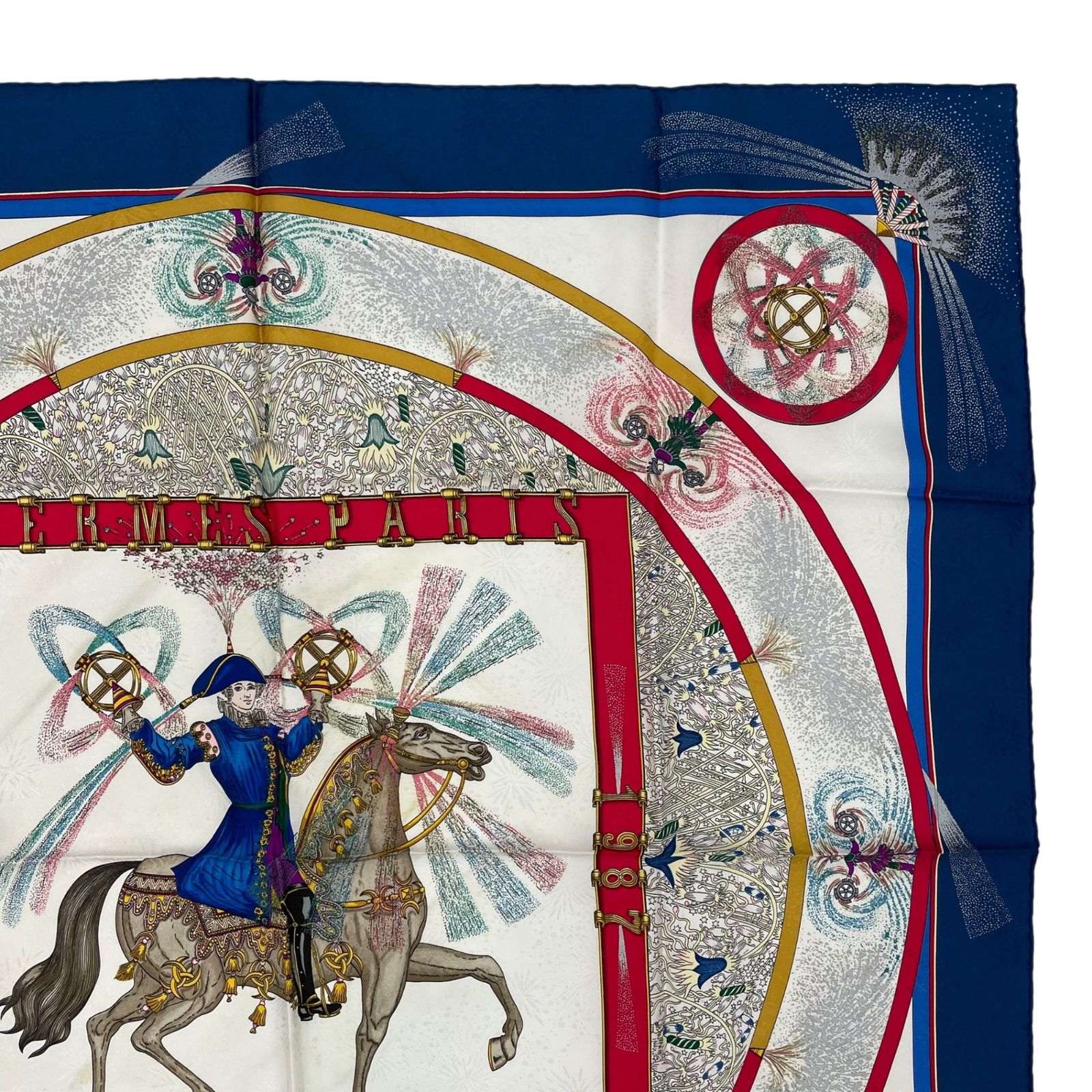 美品 HERMES エルメス スカーフ シルク カレ90 FEUX D'ARTIFICE 技巧の