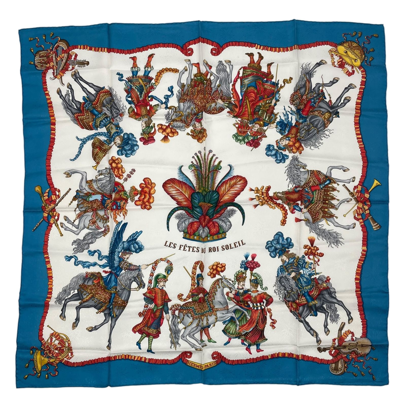極美品 HERMES エルメス スカーフ シルク カレ90 LES FERES DU ROI