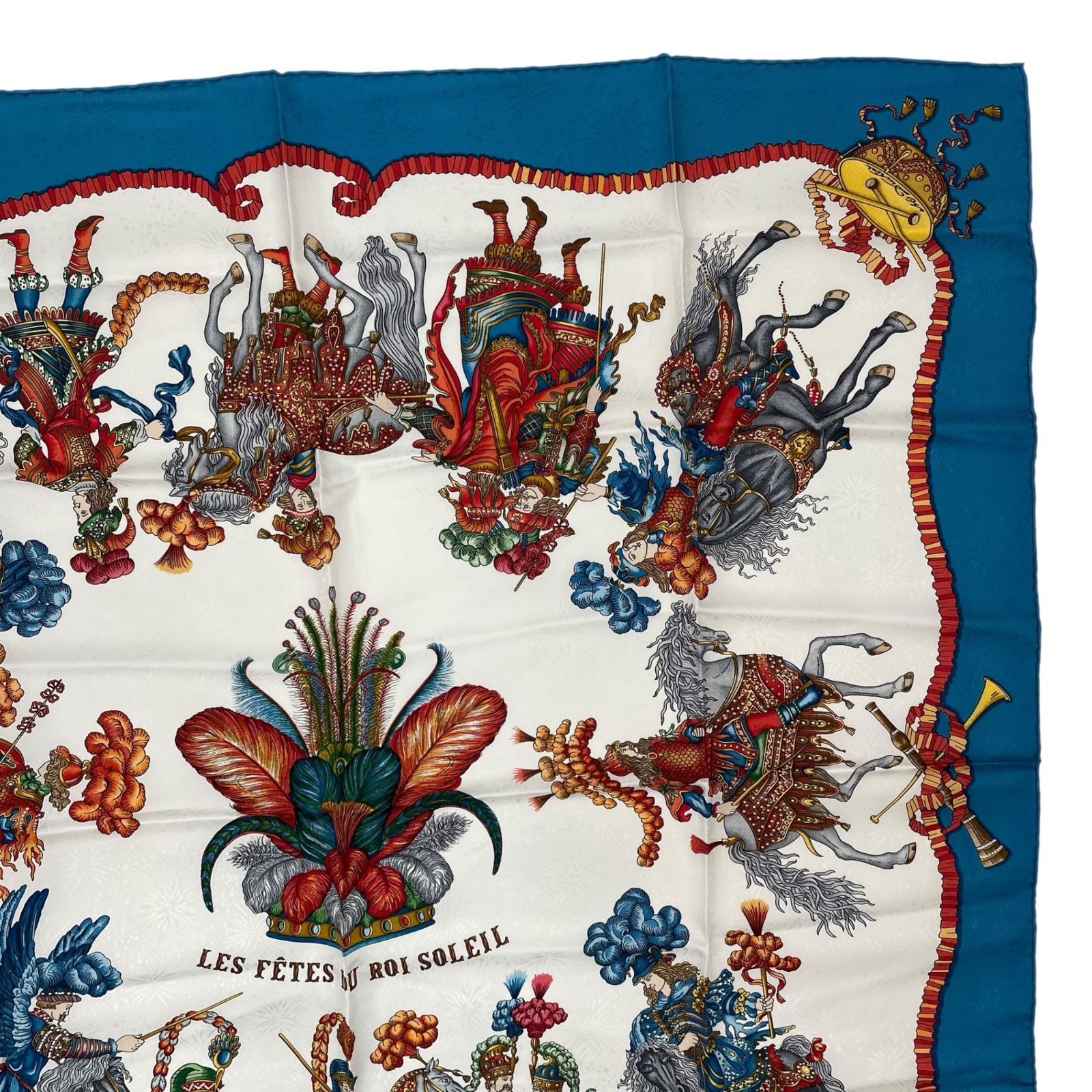 極美品 HERMES エルメス スカーフ シルク カレ90 LES FERES DU ROI