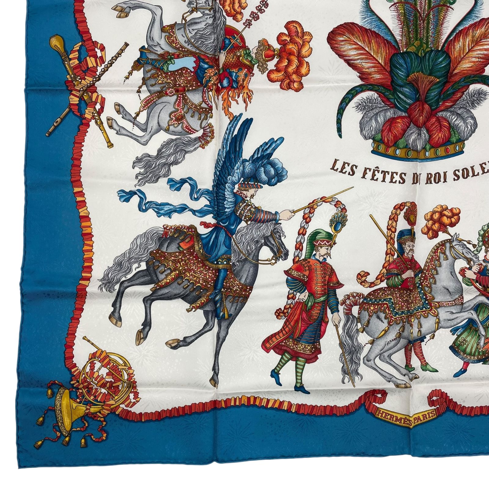 極美品 HERMES エルメス スカーフ シルク カレ90 LES FERES DU ROI