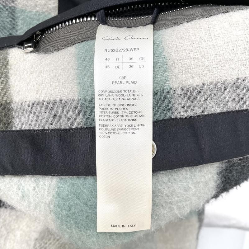 中古】Rick Owens 22AW Outershirt in Pearl Plaid サイズ36 グレー