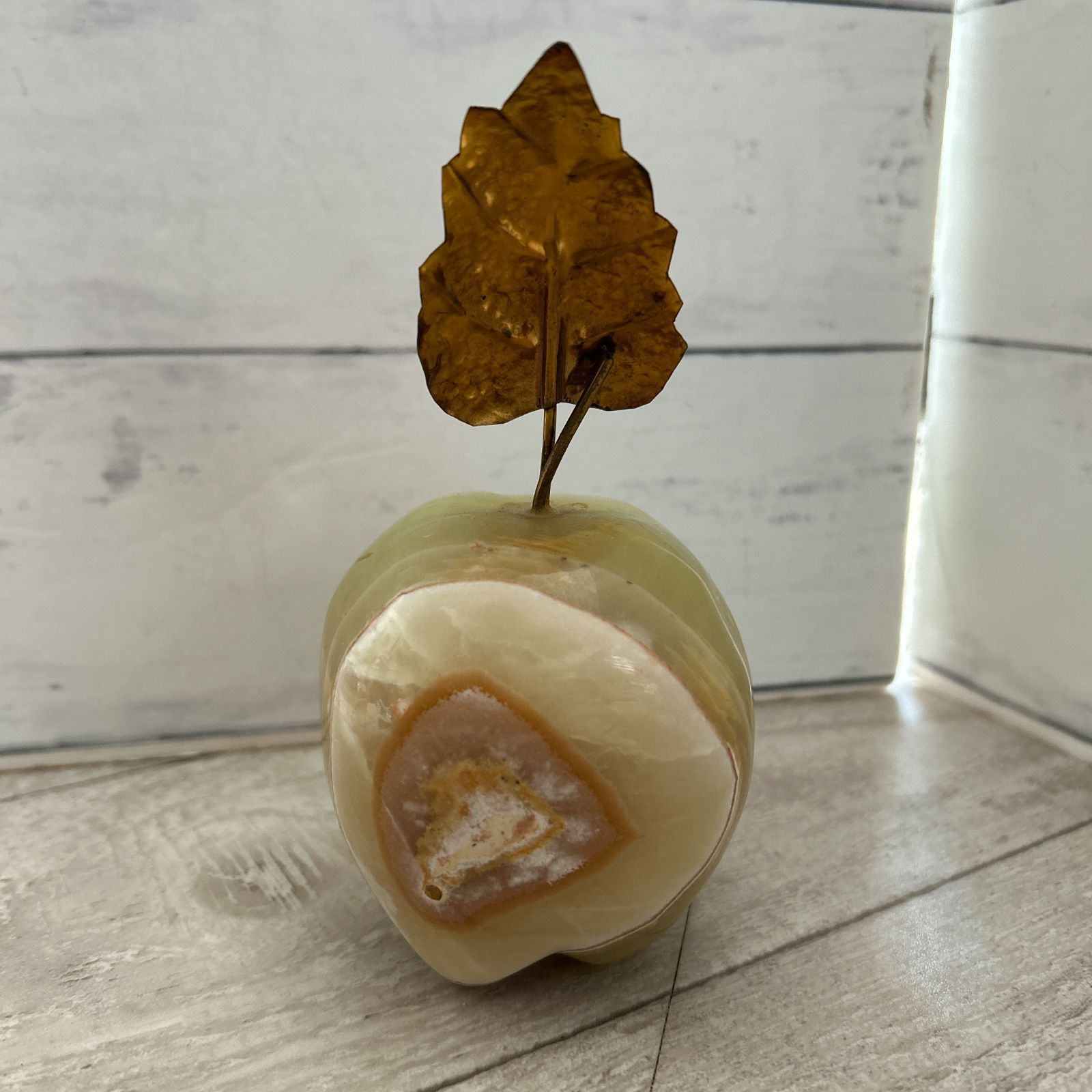 りんご 石の置物 ペーパーウェイト ヴィンテージ ずっしり682g 大理石