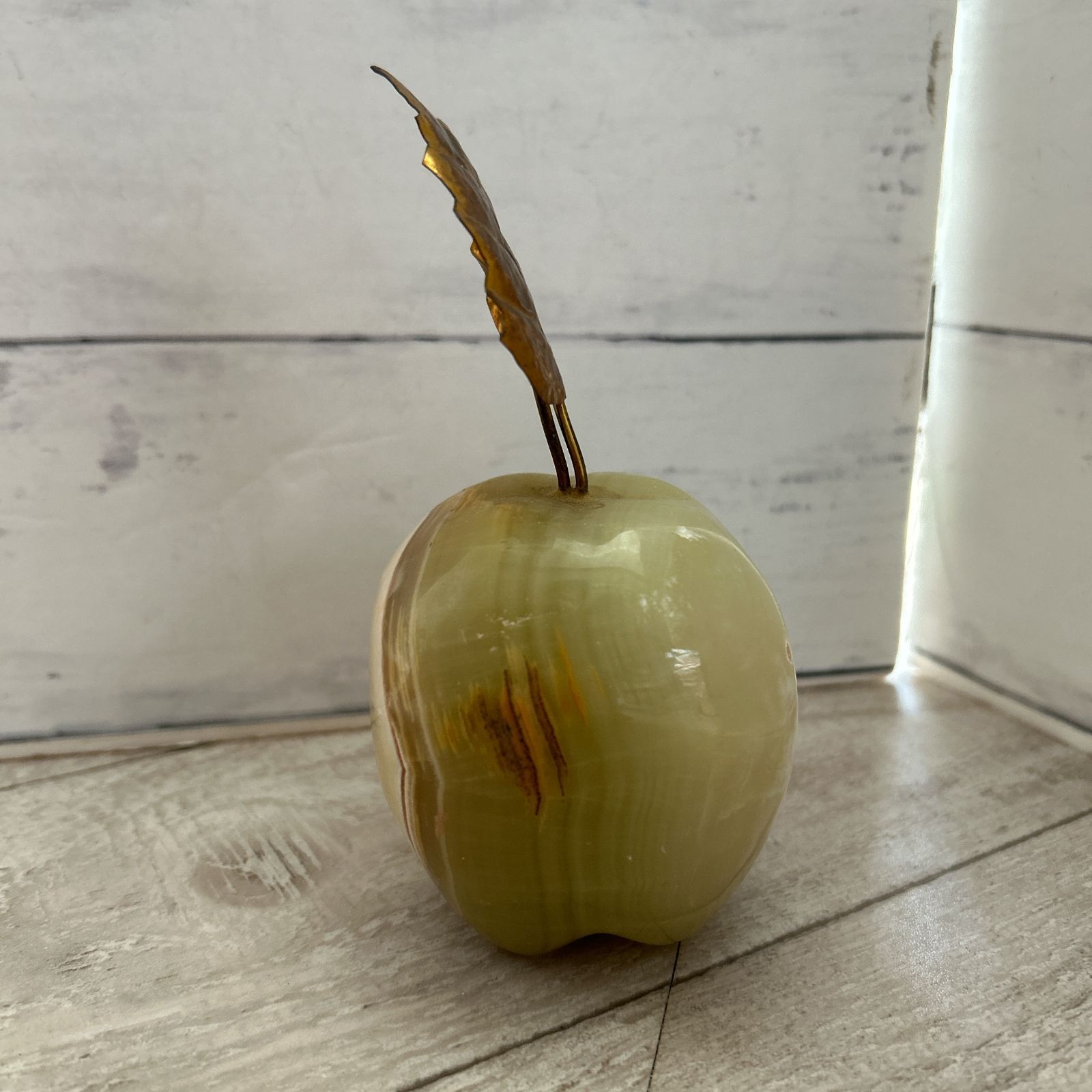 りんご 石の置物 ペーパーウェイト ヴィンテージ ずっしり682g 大理石