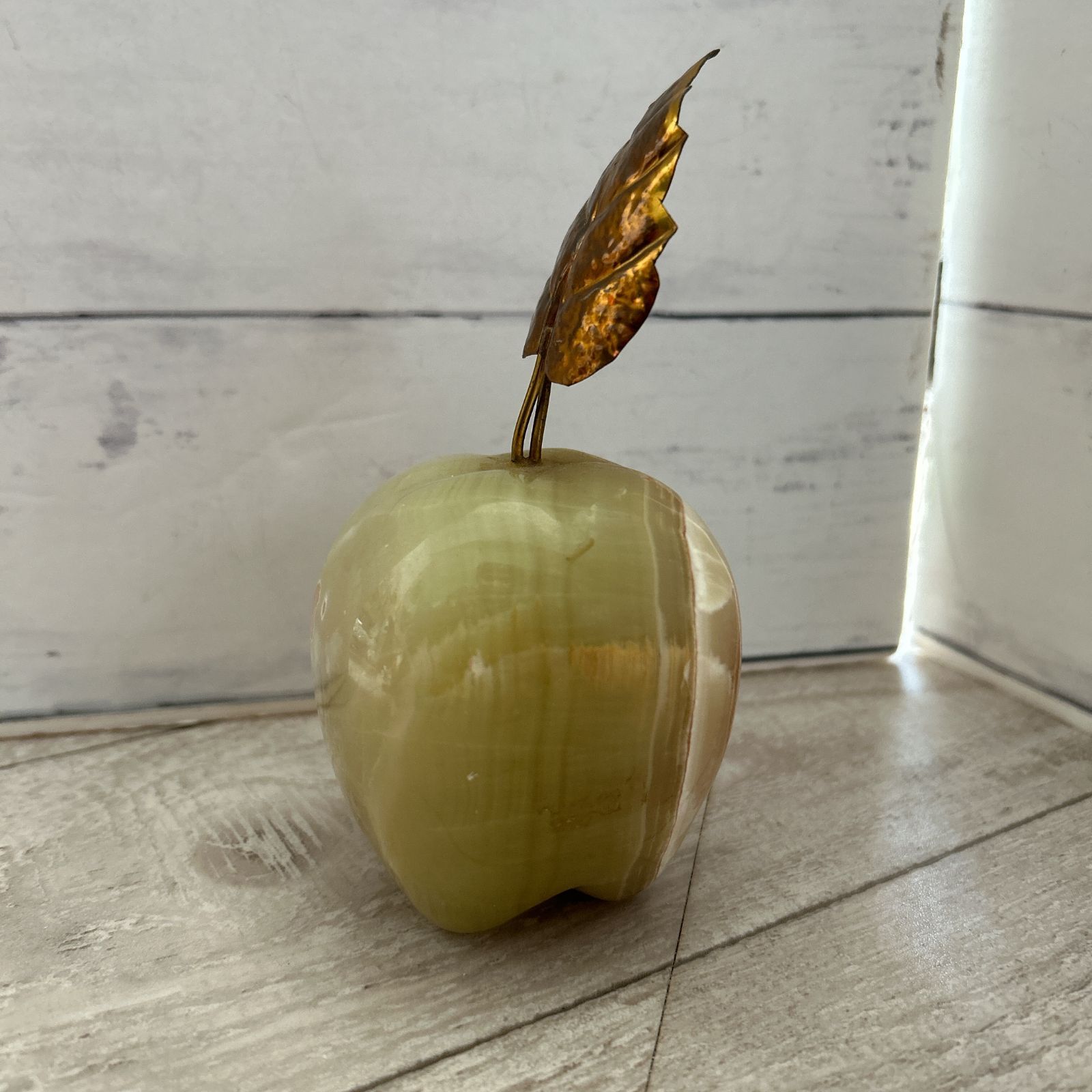 りんご 石の置物 ペーパーウェイト ヴィンテージ ずっしり682g 大理石