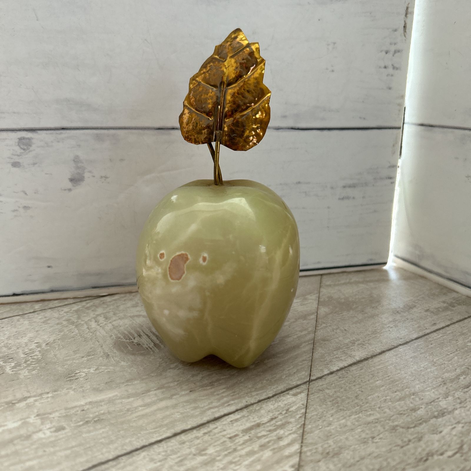 りんご 石の置物 ペーパーウェイト ヴィンテージ ずっしり682g 大理石