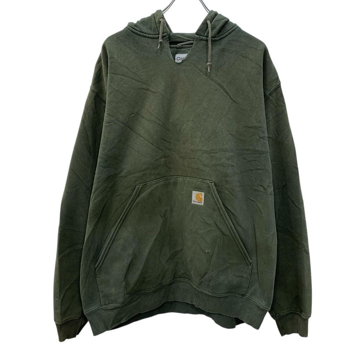 メキシコ製 Carhartt ロゴスウェット パーカー XL カーキ カーハート 