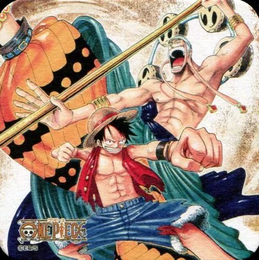 中古】コースター(キャラクター) ルフィ＆エネル 「ワンピース アート