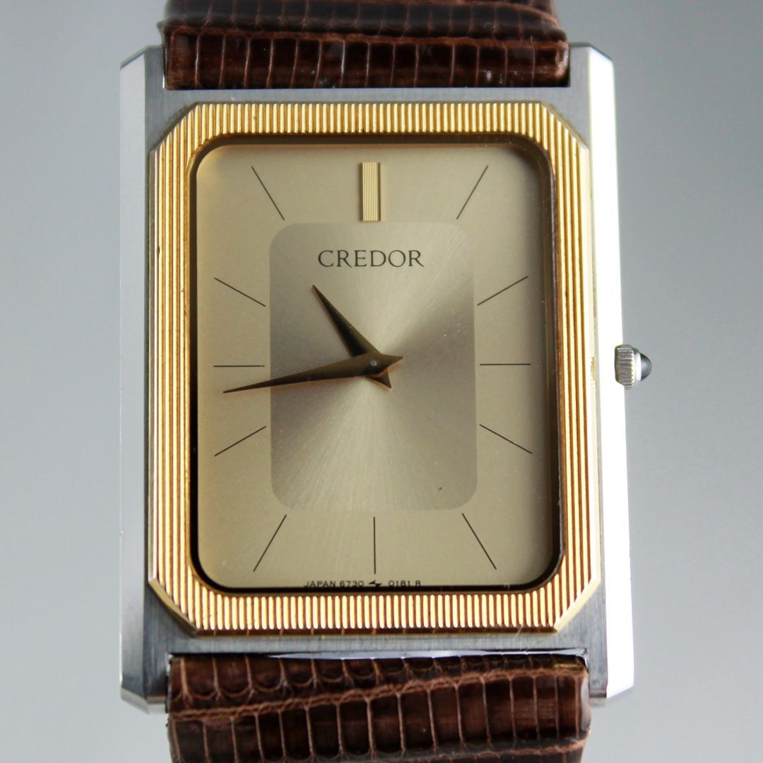 TTS4 SEIKO セイコー CREDOR クレドール 6730-5090 スクエア 14Kベゼル