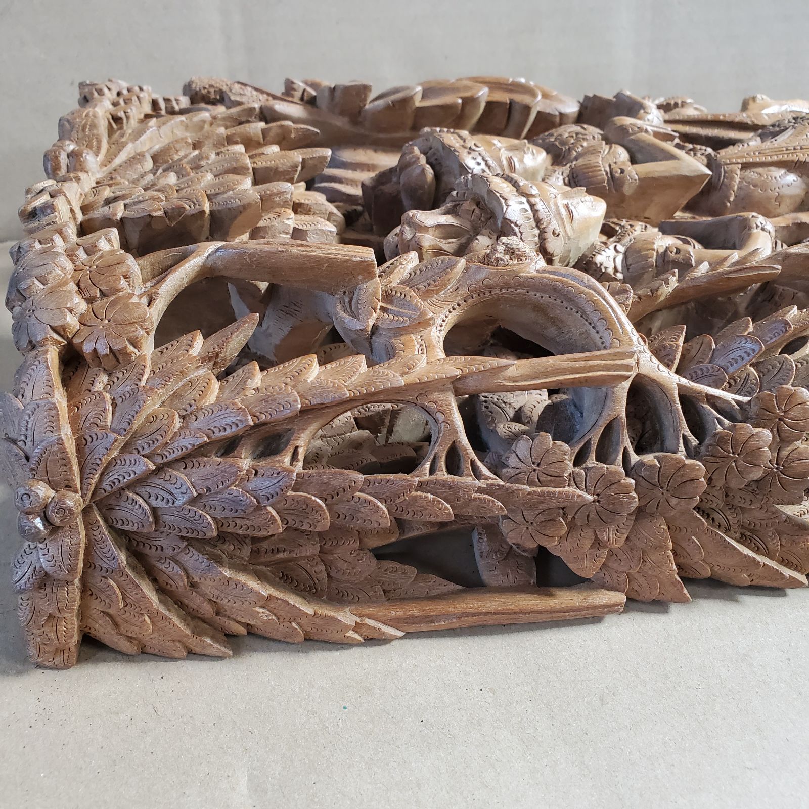 インドネシア 透し彫り ヴィンテージ レリーフ 壁掛け バリ彫刻 木彫画